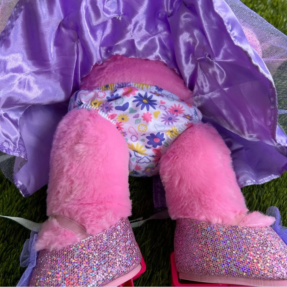 Build-A-Bear Pink and Purple Sparkle Bear with Roller Skates